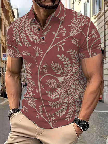Herren Poloshirt Modern Floralmuster Sommer