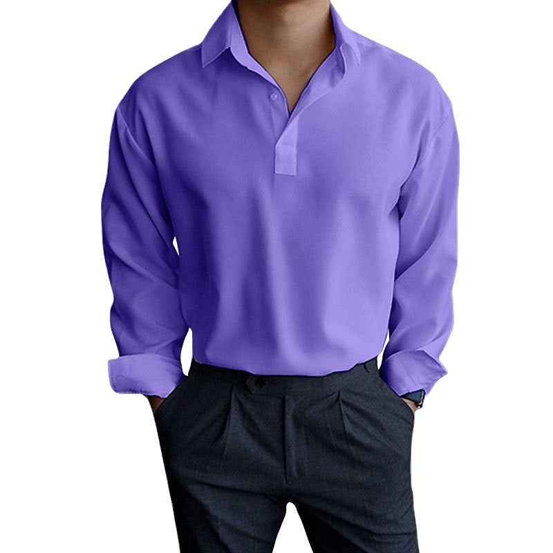 Herren Langarmshirt Modern Polokragen Slim Fit Elegant
