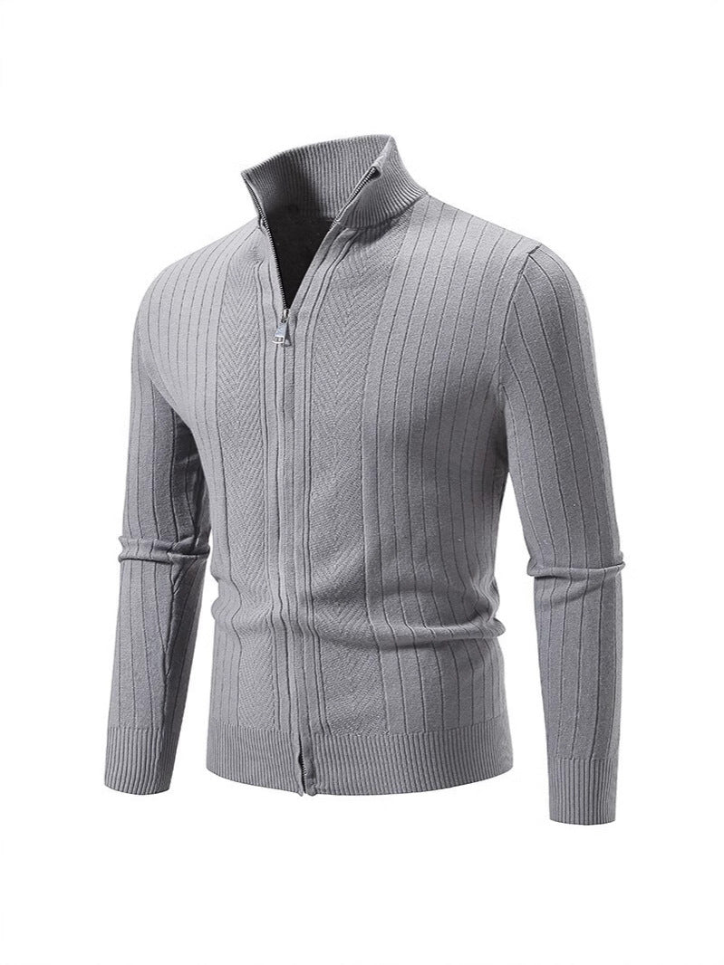Herren Strickpullover Ripp Design Hochschließend Modern