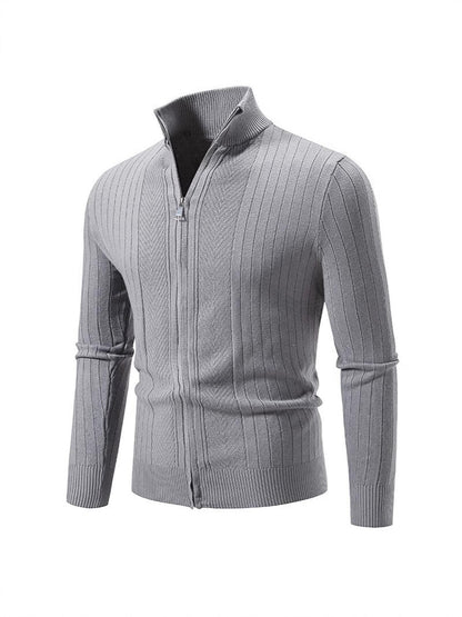 Herren Strickpullover Ripp Design Hochschließend Modern
