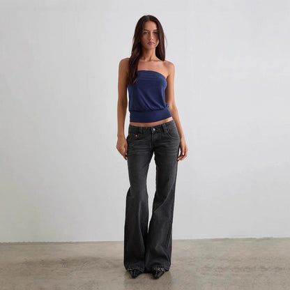 Damen Schlagjeans Hochwerder mit Weitem Bein