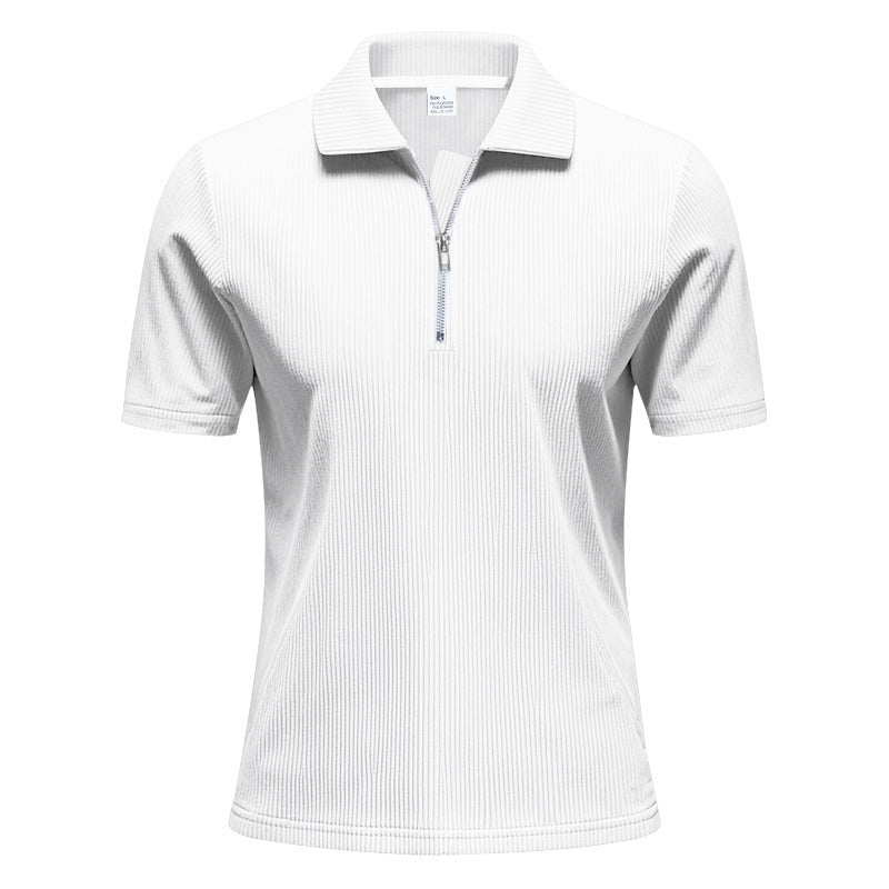 Herren Poloshirt Kurzarm Sportlich Reißverschluss