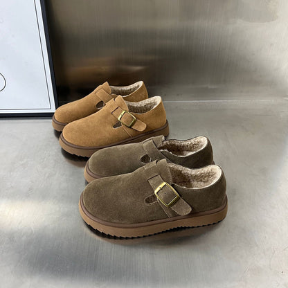 Damen Clogs Warm Bequem mit Schnallenverschluss