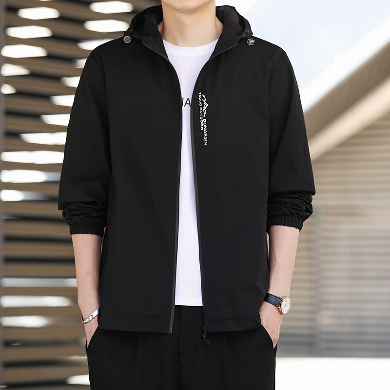 Herren Sportjacke Wetterfest Verstellbare Kapuze Funktionell