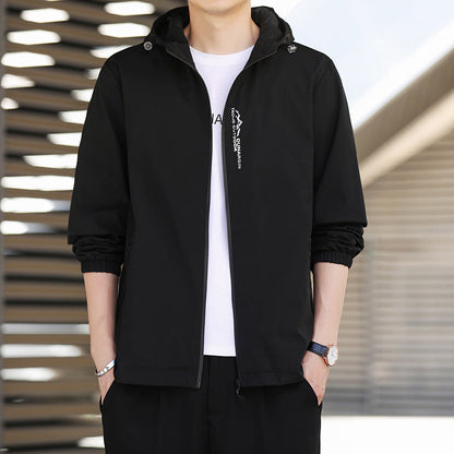 Herren Sportjacke Wetterfest Verstellbare Kapuze Funktionell