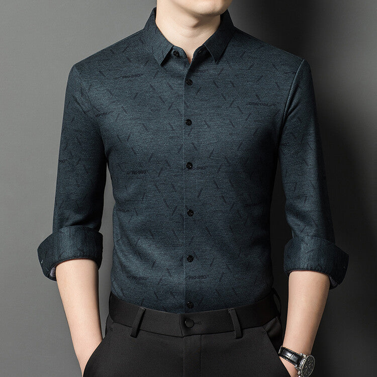 Herren Langarmhemd Modern mit Muster Berlin Style