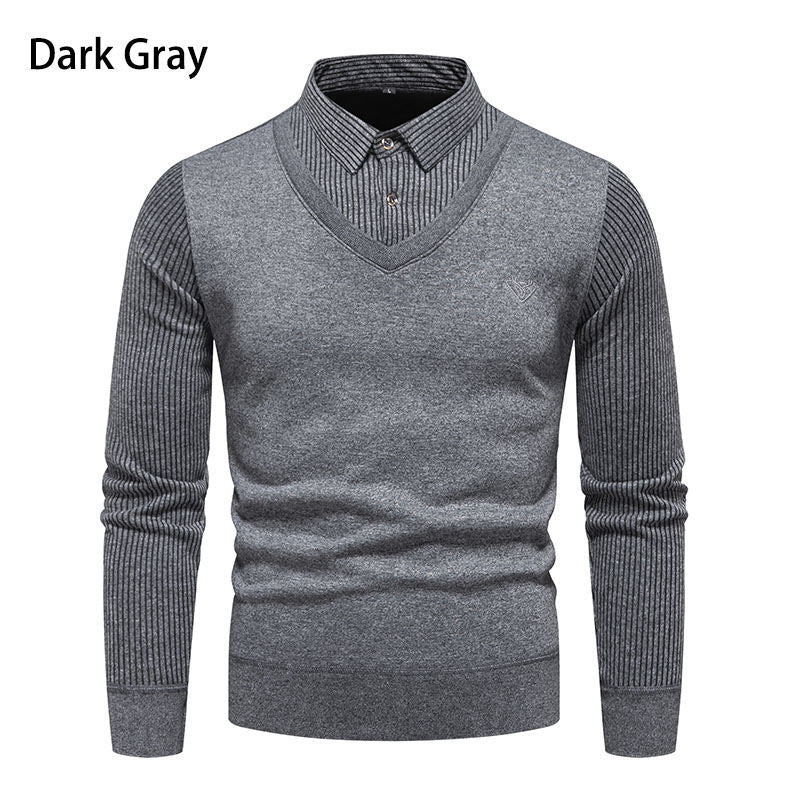 Herren Strickpullover V-Ausschnitt Modern Rippenmuster