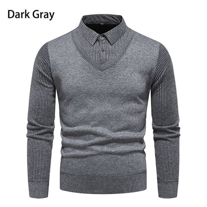 Herren Strickpullover V-Ausschnitt Modern Rippenmuster