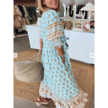 Boho Kleid Damen Geflochtene Schnürung Handgemacht