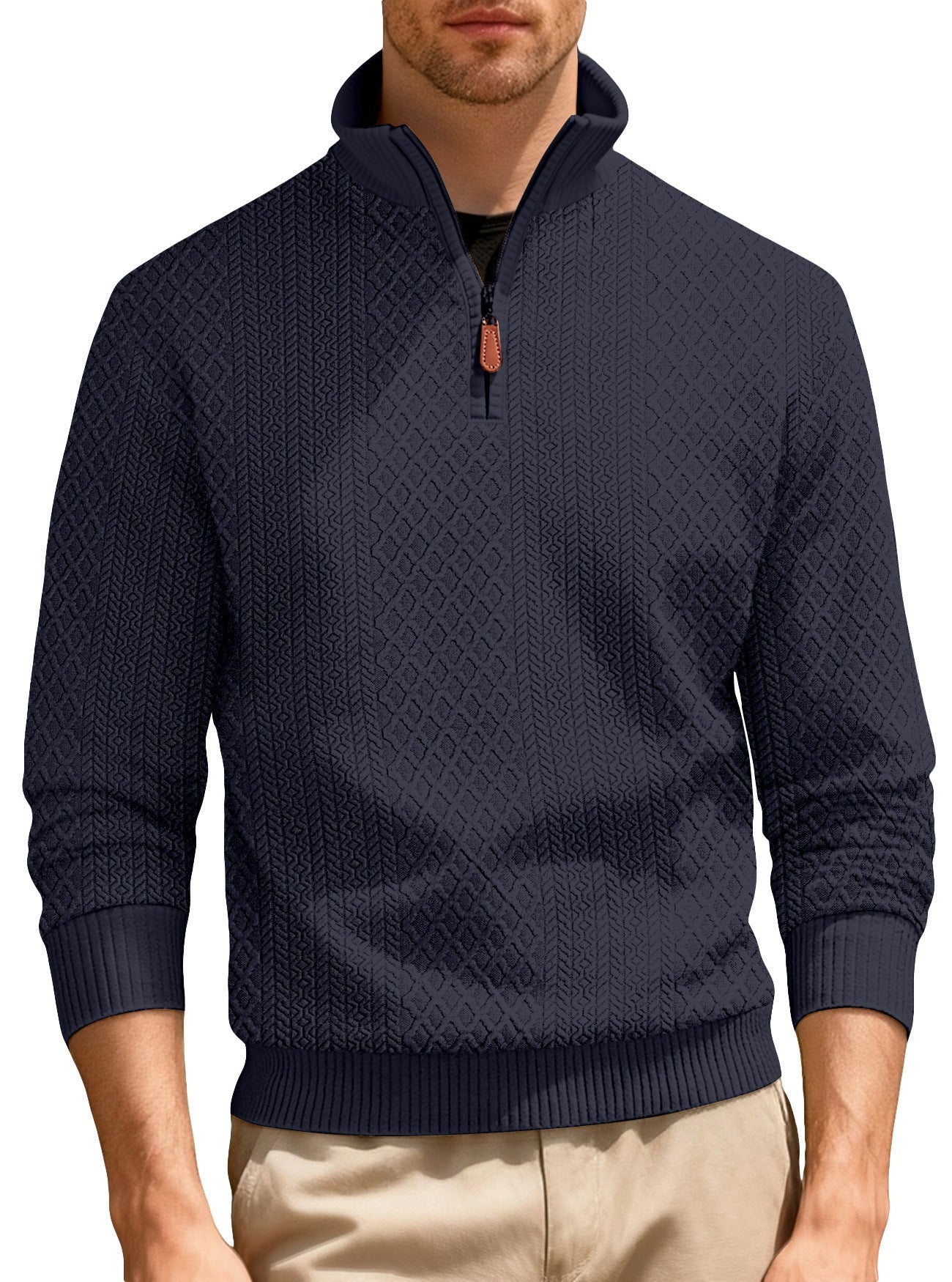 Herren Pullover Lässig Stehkragen Strick Qualität