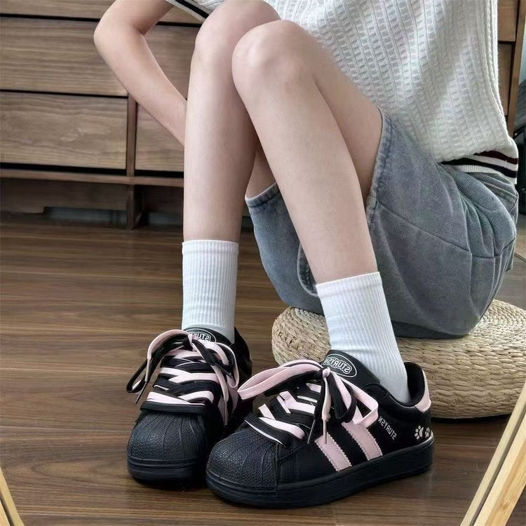 Damen Sneaker Retro Sportlich mit Schnürsenkeln