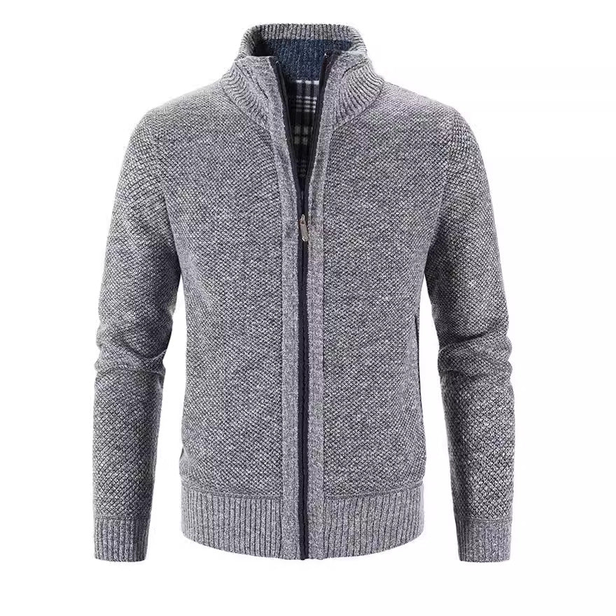 Herren Strickjacke Stehkragen Strukturiert Modern