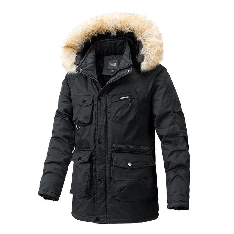 Herren Winterjacke Isoliert Wasserdicht mit Kapuze und Taschen