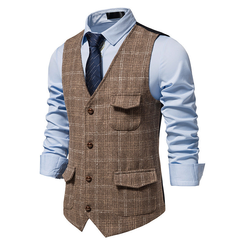 Herren Weste Elegant Strukturiert Mit Taschen