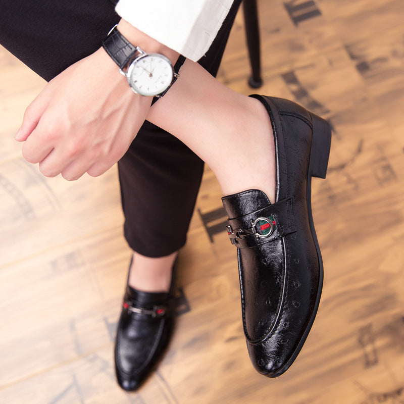 Herren Mokassins Leder Elegant Schnallenverschluss Schwarz