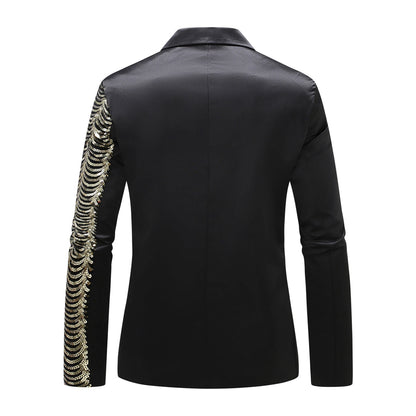 Eleganter Herren Blazer Glitzer Effekt Asymmetrisch Modern