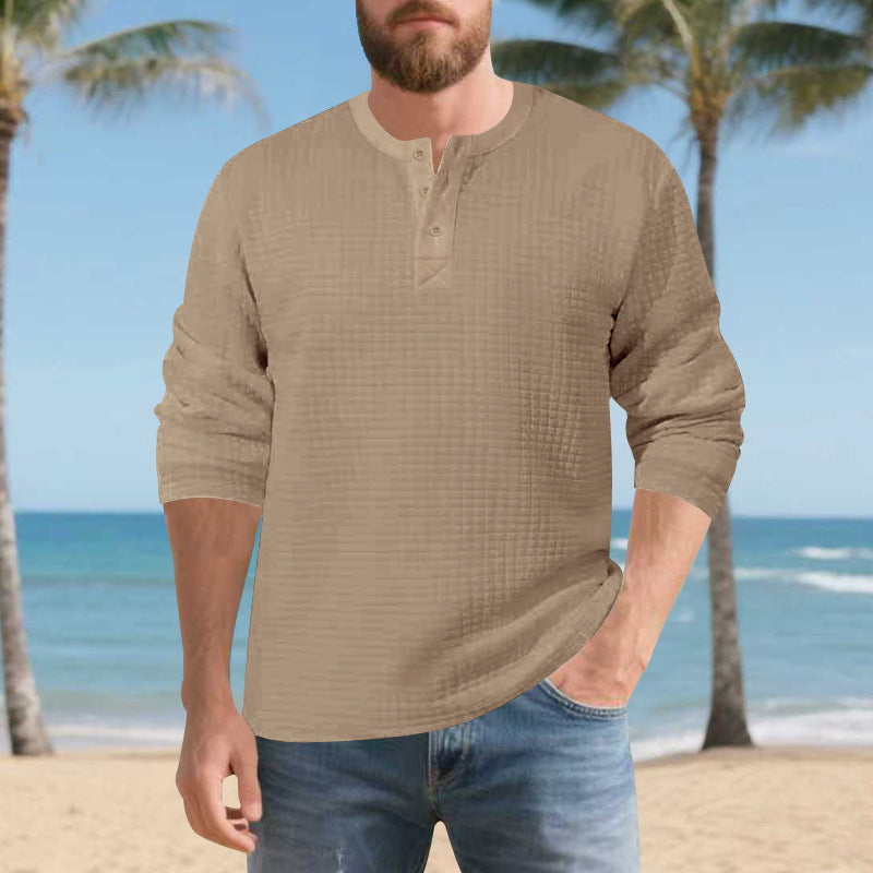 Herren Langarmshirt Elegantes mit Knöpfen und Struktur