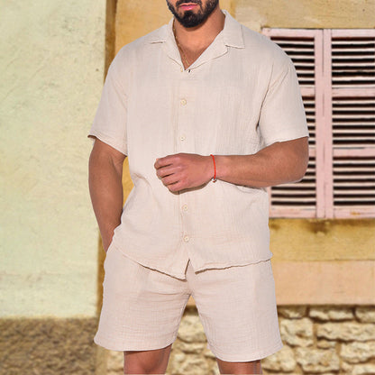 Herren Leichtiges Kurzarmhemd und Shorts Set Sommer