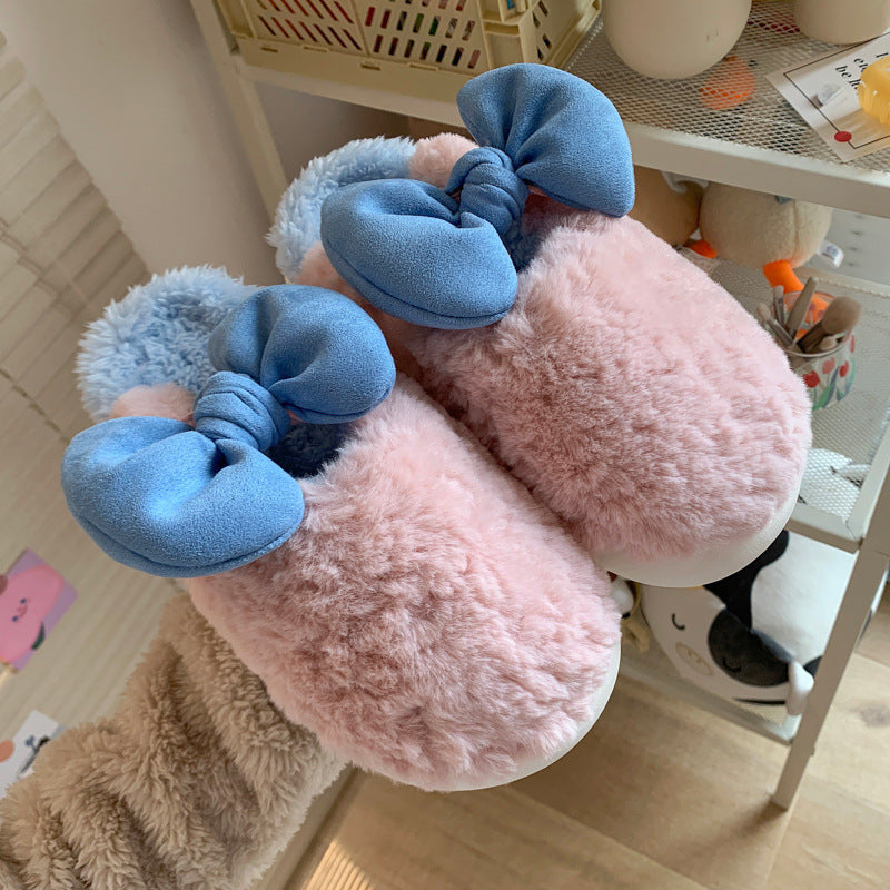 Damen Hausschuhe Flauschig Weich mit Schleife Warm