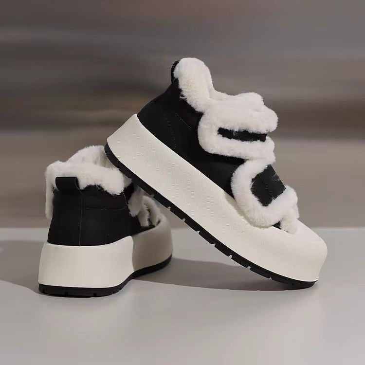 Damen Sneaker Plüschgefüttert High Top Klettverschluss Warm