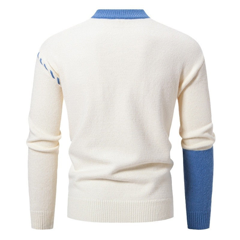 Herren Strickpullover Modern Zopfmuster Farbblock Design