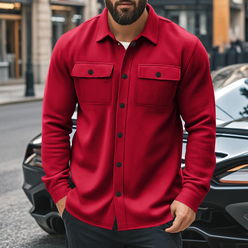 Herren Hemdjacke Modern mit Taschen Übergröße