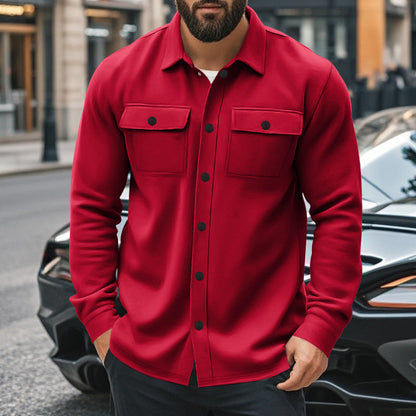 Herren Hemdjacke Modern mit Taschen Übergröße