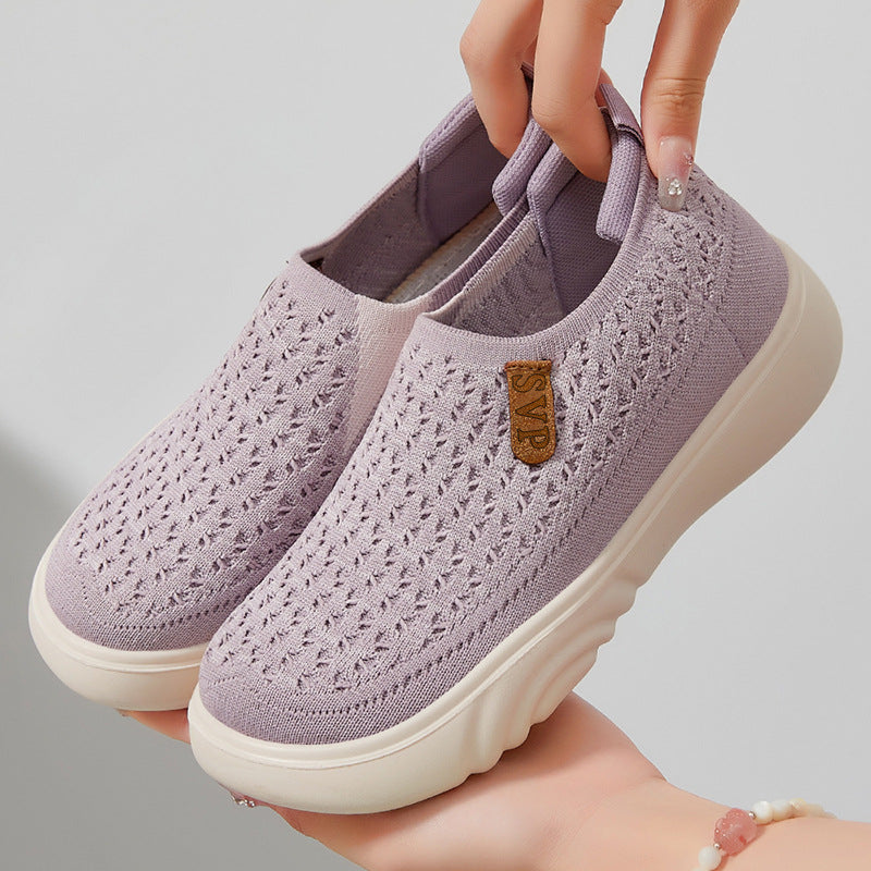 Damen Slip-On Schuhe Leicht Bequem Strickoptik Sommer