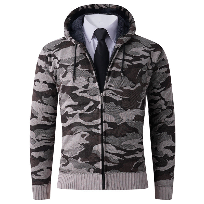 Herren Hoodie Camouflage Kapuze Gefüttert Modern