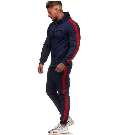 Herren Sport-Hoodie-Set mit Streifen Trendig Grau
