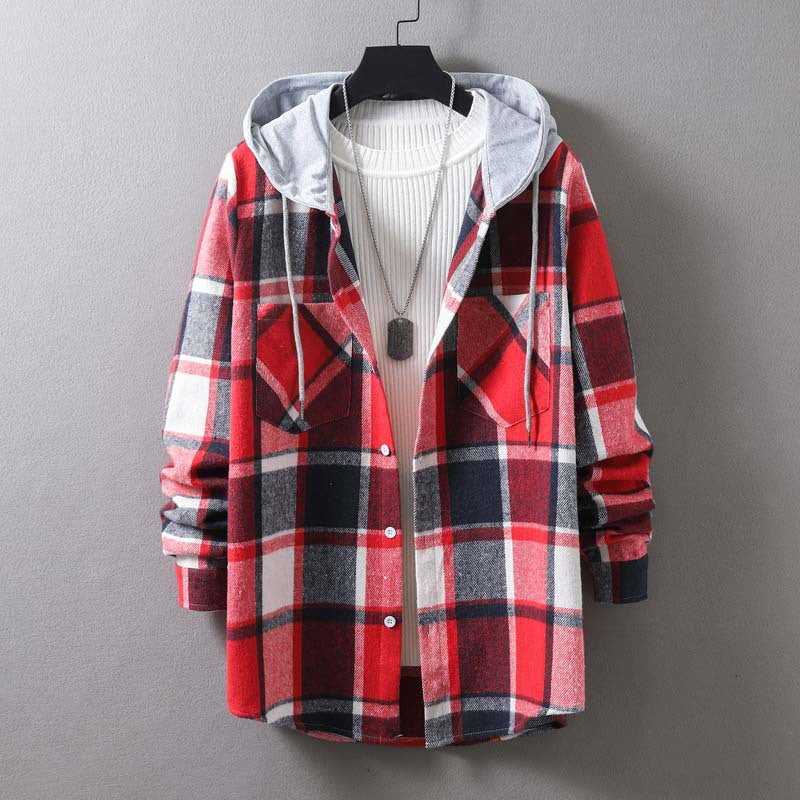 Herren lässige Karojacke mit Kapuze und funktionalen Taschen BerlinGlamour → Lässige Karojacke Berlin mit Glamour und Funktion