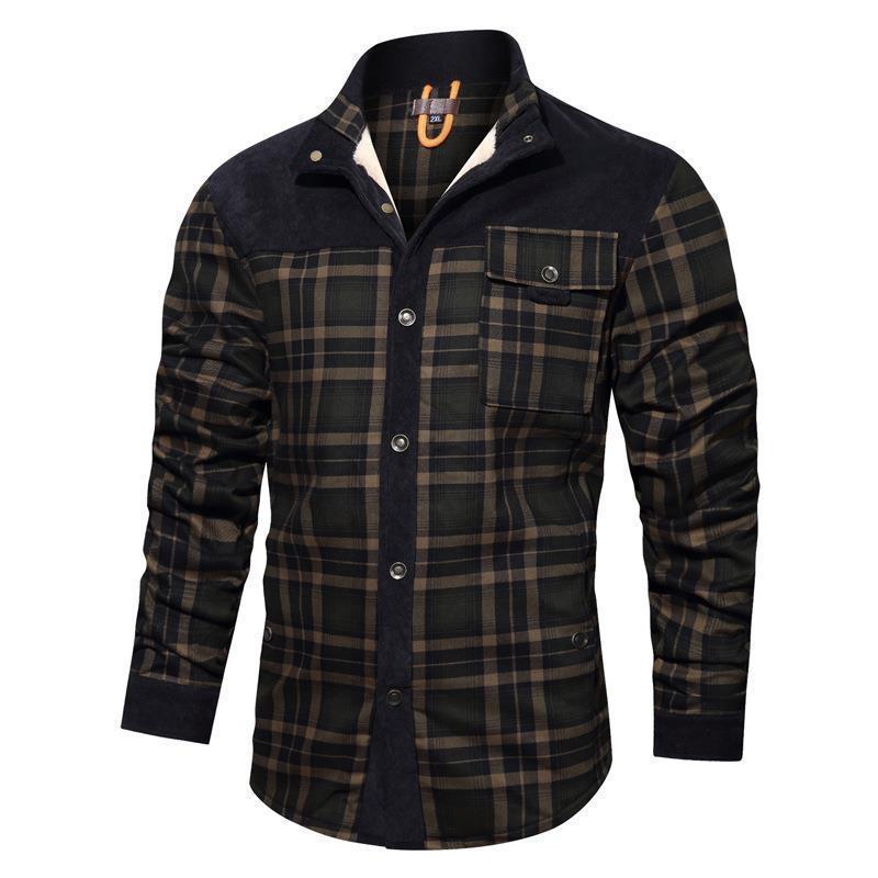 Herren Flanellhemd Warm mit Druckdetails Elegant
