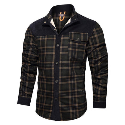 Herren Flanellhemd Warm mit Druckdetails Elegant