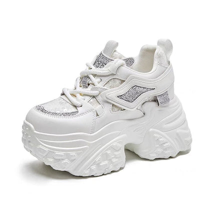 Damen Sneaker Sportlich Chunky Glitzer
