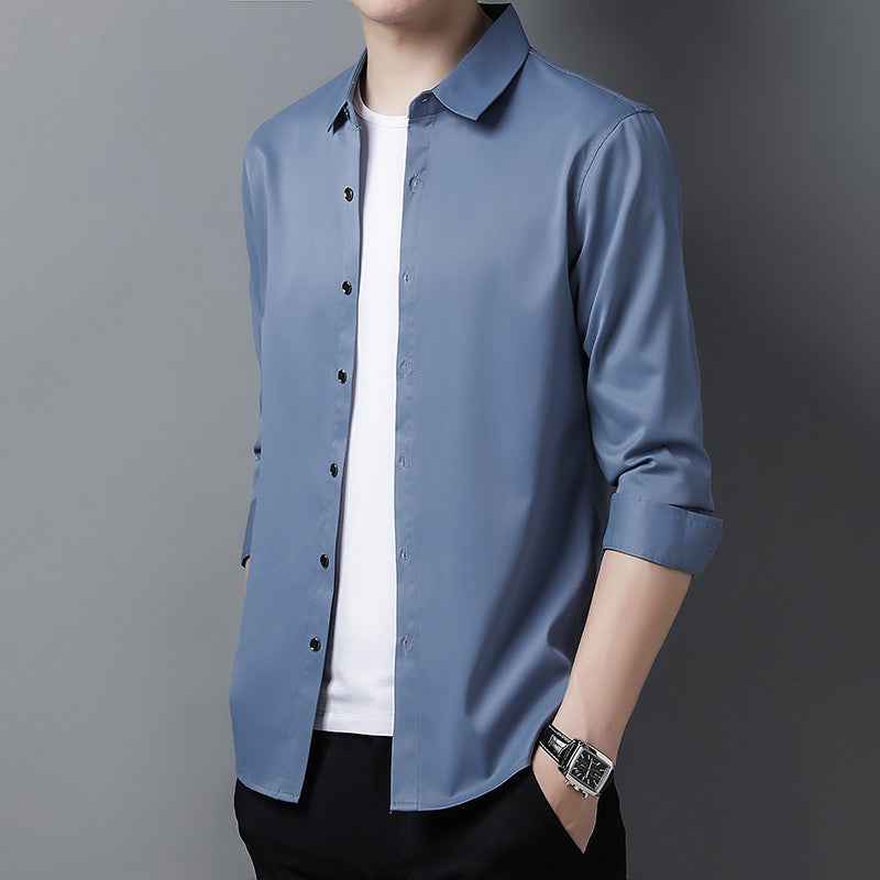 Herren Hemd Langarm aus Seide Satin Elegant