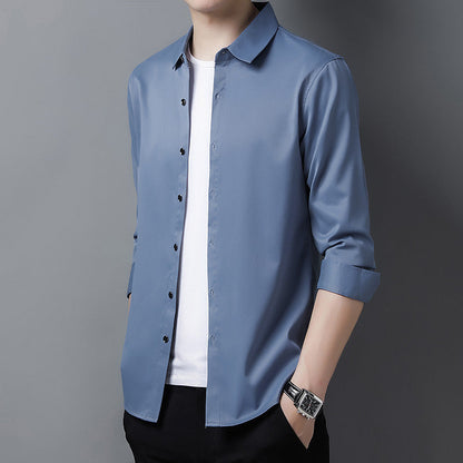 Herren Hemd Langarm aus Seide Satin Elegant
