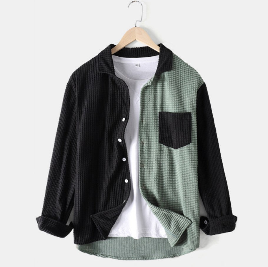 Herren Hemd Waffelpiqué Modern Mit Farbkontrast - BerlinGlamour