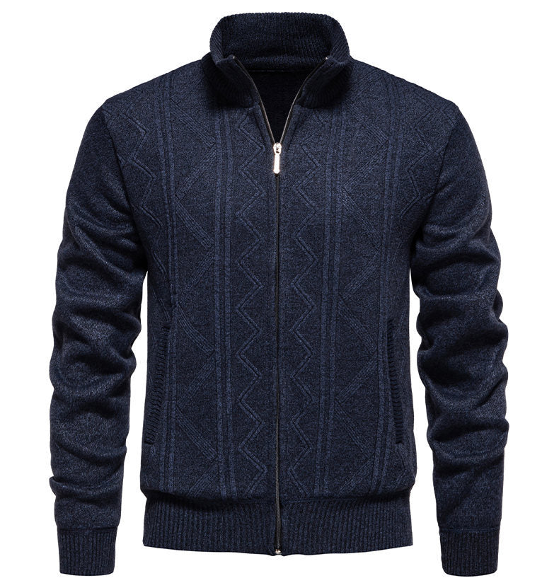 Herren Strickjacke Modern mit Zipper und Textil-Struktur