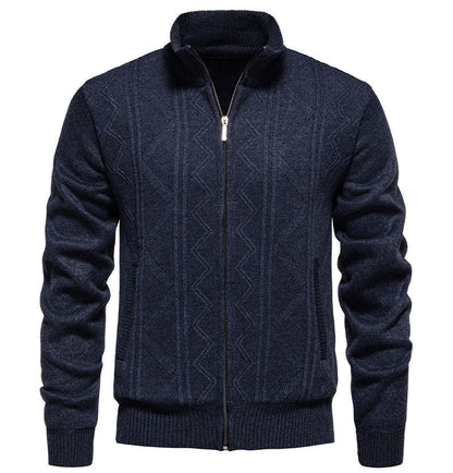 Herren Strickjacke Modern mit Zipper und Textil-Struktur