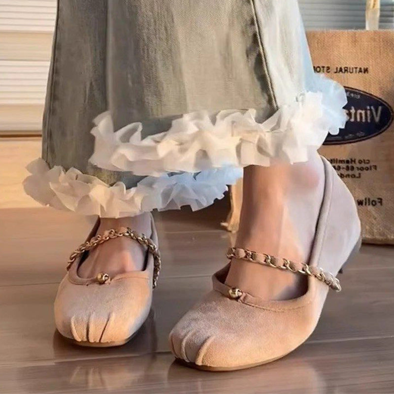 Damen Ballerinas Elegante mit Kettenriemen Bequem - BerlinGlamour