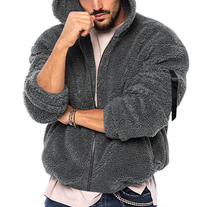 Herren Kapuzenjacke Teddy Fleece Weich Warm