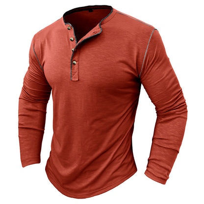 Herren Langarmhemd Klassisch Henley Style Modern
