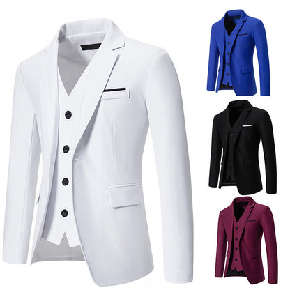Herren Anzug Set mit Weste und Stehkragen Elegant Schwarz - BerlinGlamour