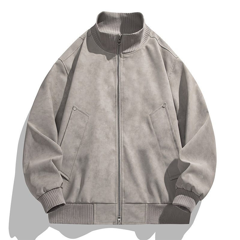 Herren Bomberjacke Lederoptik Weich elastisch Taschen
