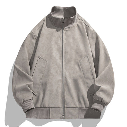 Herren Bomberjacke Lederoptik Weich elastisch Taschen
