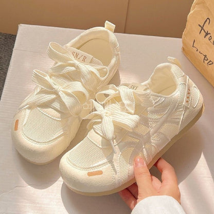 Damen Sneaker atmungsaktiv mit Schleifen Optik Mode