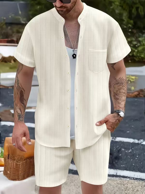 Herren Kurzarm Anzug Sommer Leicht Modern Mit Taschen