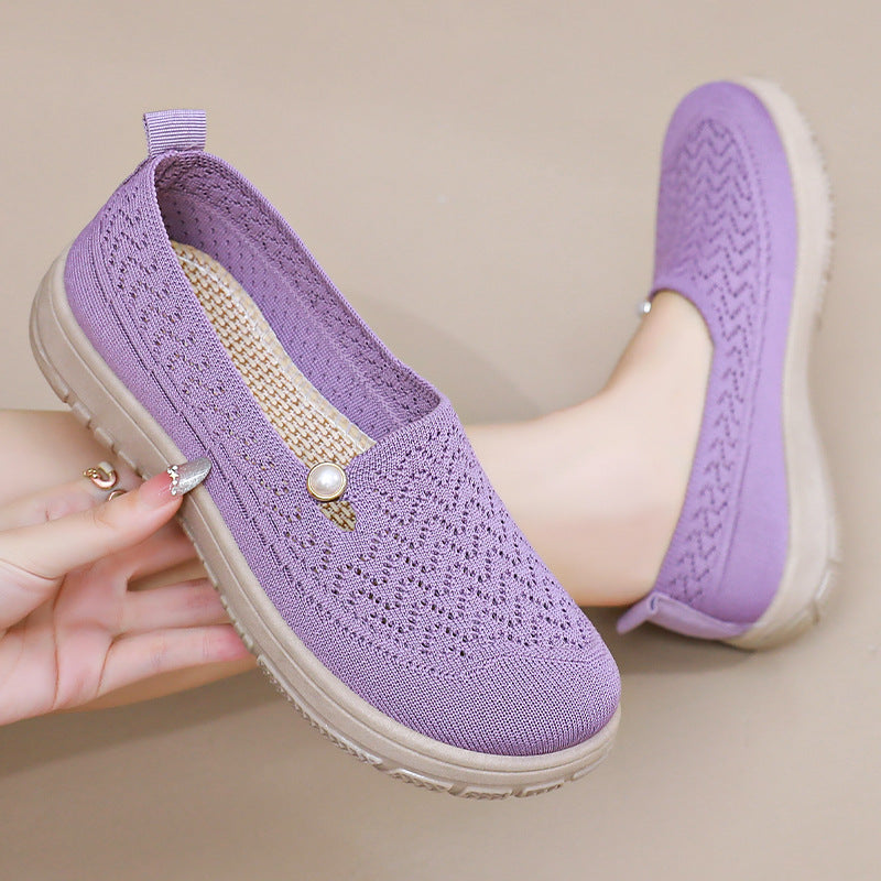 Damen Slip-On Schuhe Elegantes Design Perlenschmuck