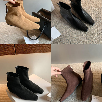 Damen Stiefeletten Spitz Wildleder Schwarz Elegante