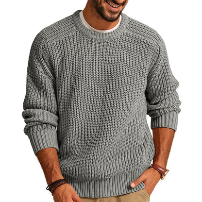 Herren Pullover Grobstrick Rundhals Lässig Modern